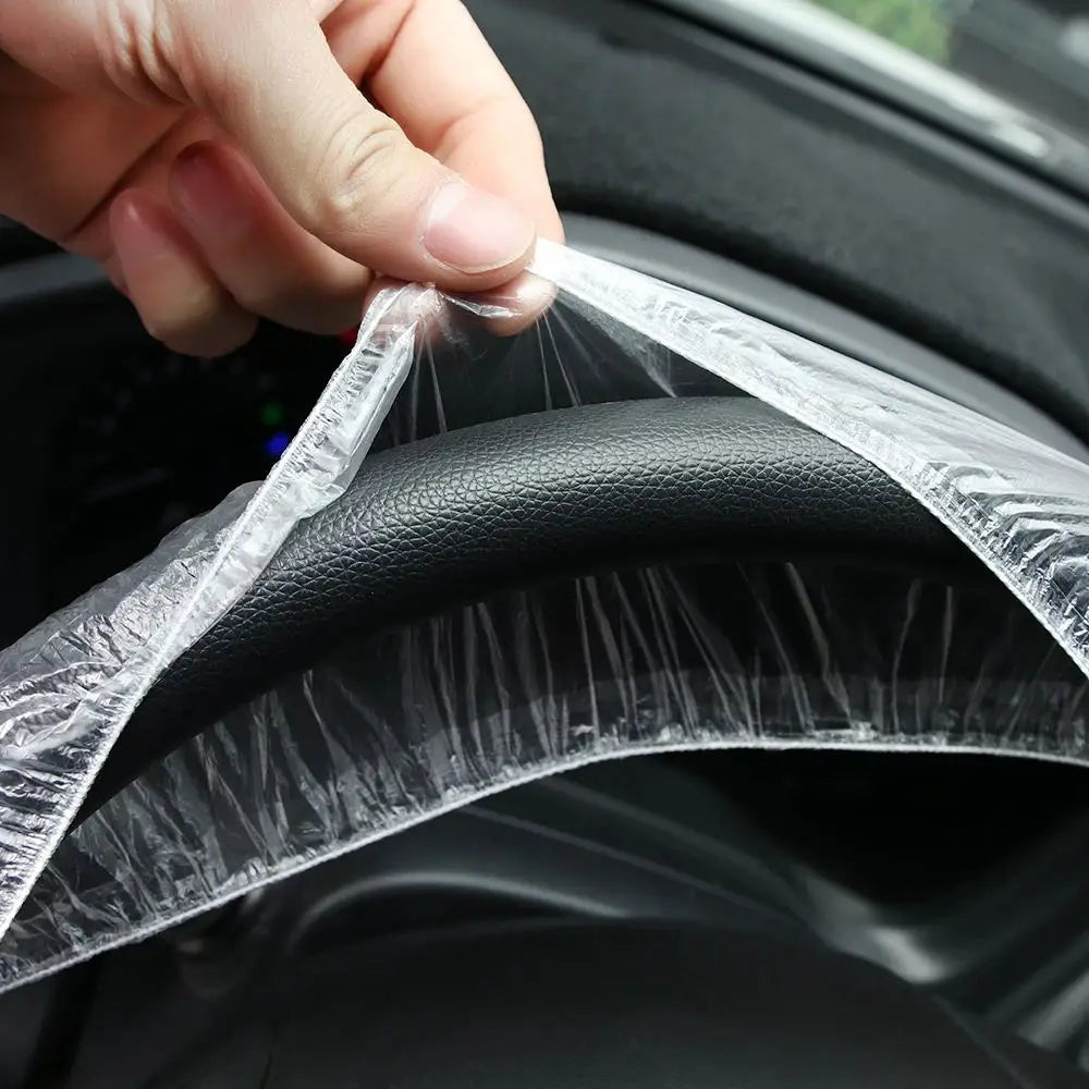 50 Transparent Disposable Steering Wheel Covers